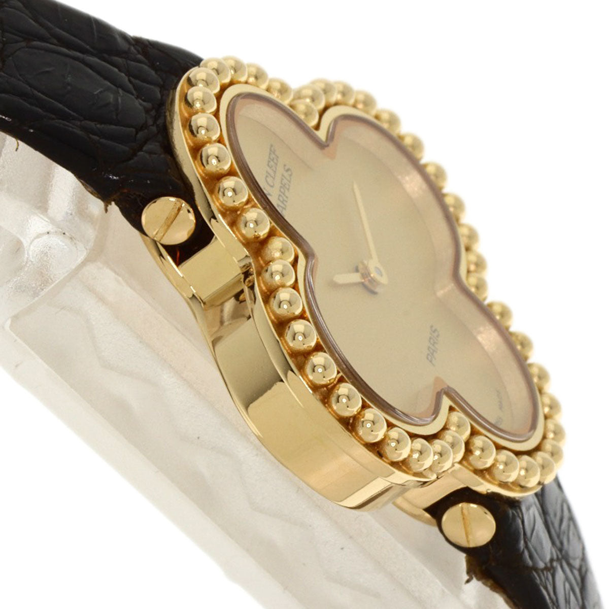 Van Cleef & Arpels Vintage alhambra Watches 122974 K18 Yellow Gold/Leather Ladies