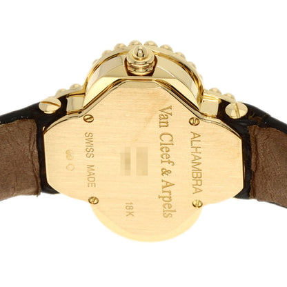 Van Cleef & Arpels Vintage alhambra Watches 122974 K18 Yellow Gold/Leather Ladies