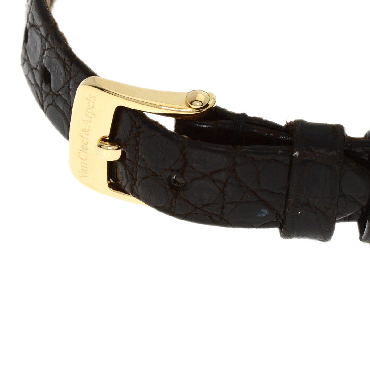 Van Cleef & Arpels Vintage alhambra Watches 122974 K18 Yellow Gold/Leather Ladies