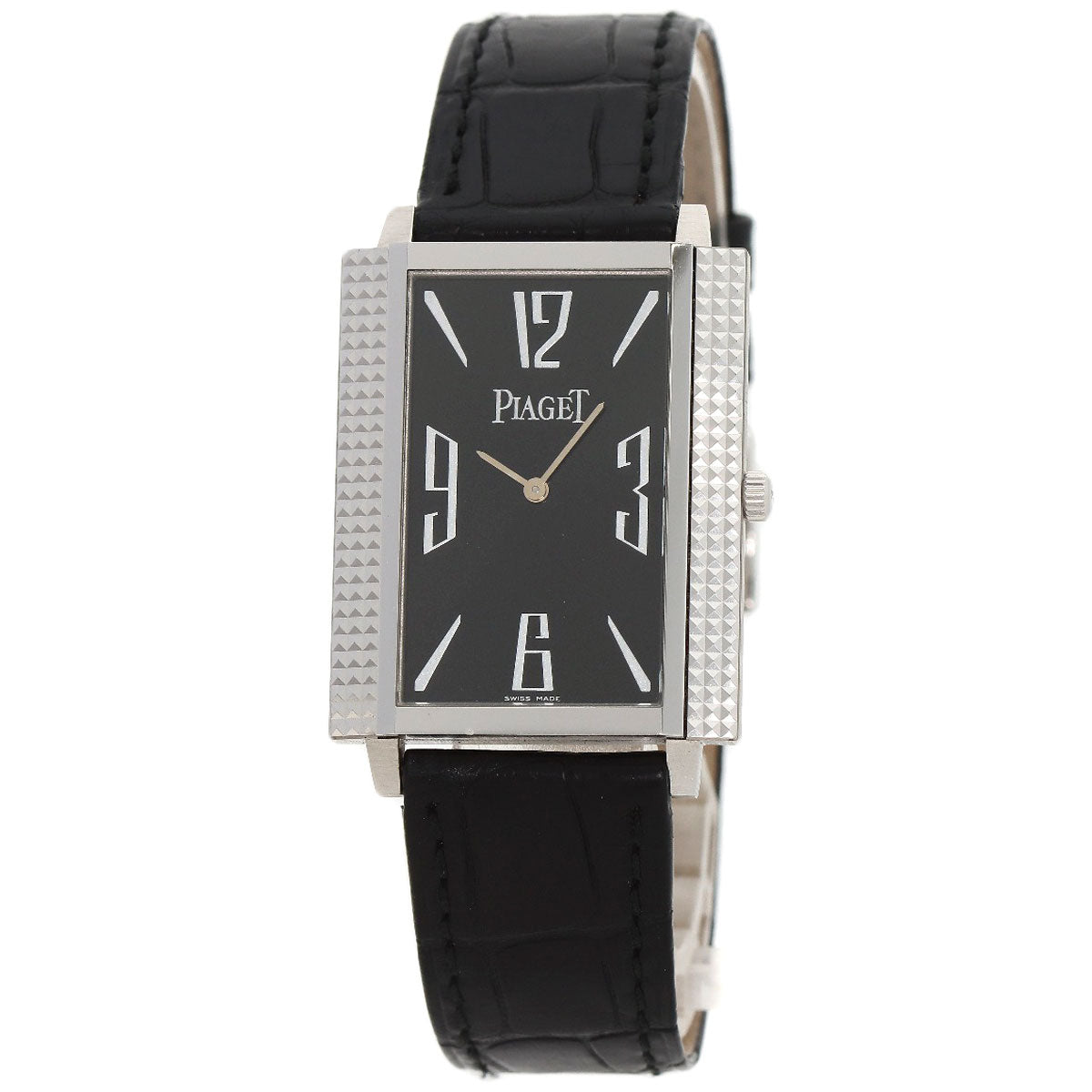 PIAGET Extra Flat Square Watches 90300 K18 White Gold/Leather mens