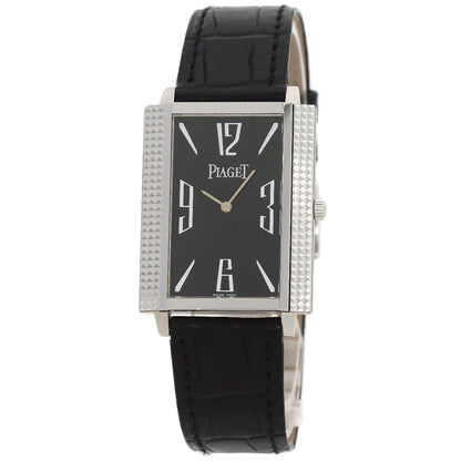 PIAGET Extra Flat Square Watches 90300 K18 White Gold/Leather mens