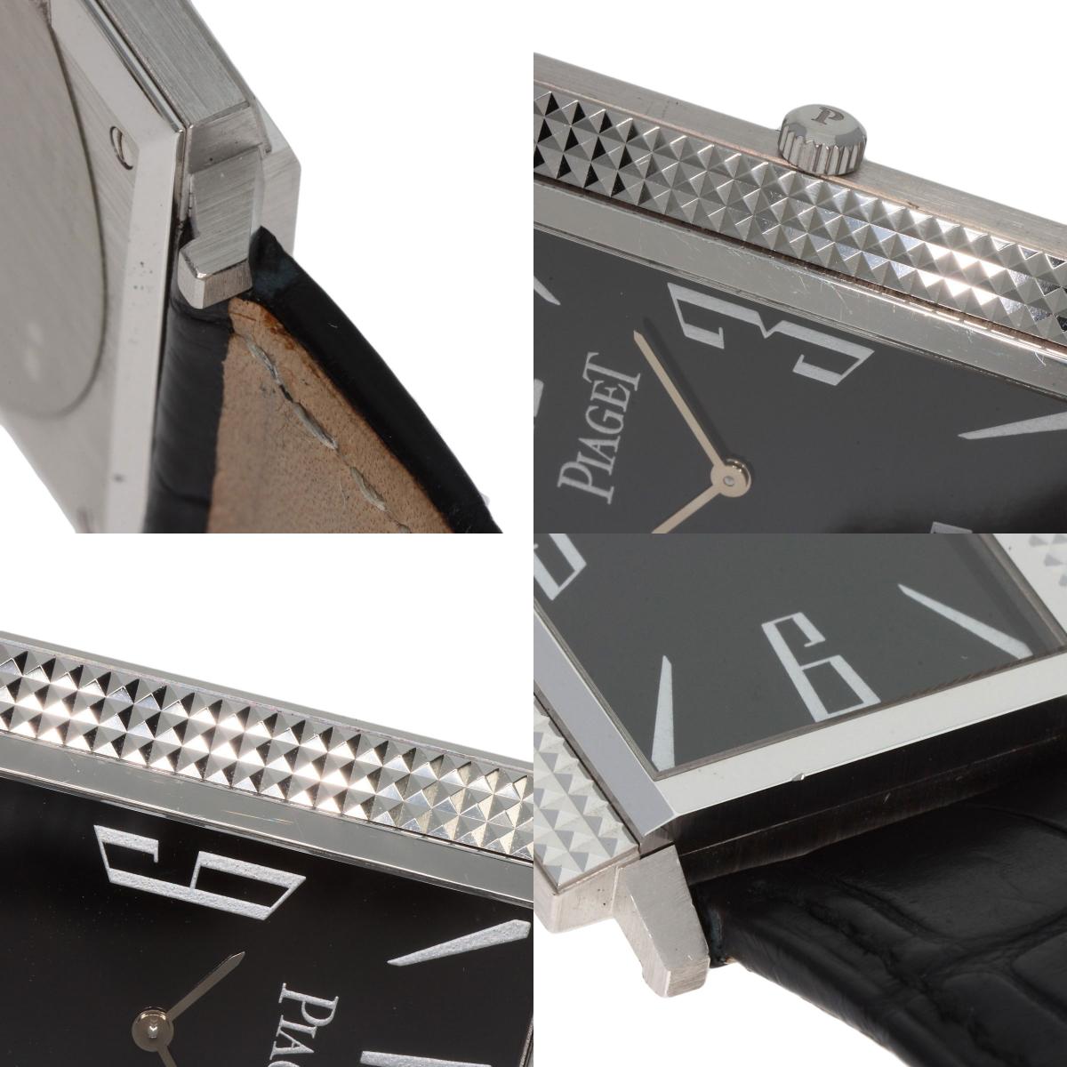 PIAGET Extra Flat Square Watches 90300 K18 White Gold/Leather mens