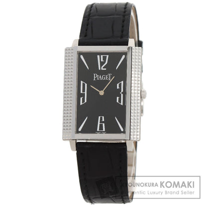 PIAGET Extra Flat Square Watches 90300 K18 White Gold/Leather mens