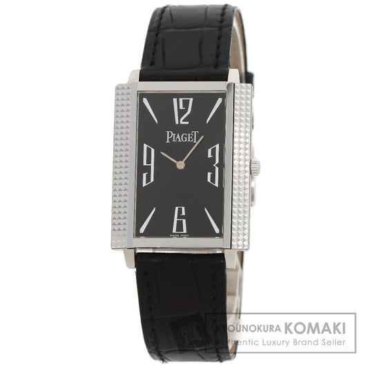 PIAGET Extra Flat Square Watches 90300 K18 White Gold/Leather mens