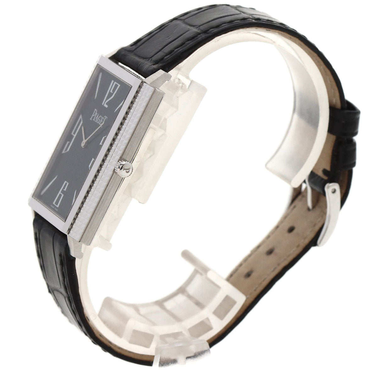 PIAGET Extra Flat Square Watches 90300 K18 White Gold/Leather mens