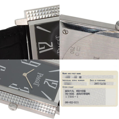 PIAGET Extra Flat Square Watches 90300 K18 White Gold/Leather mens