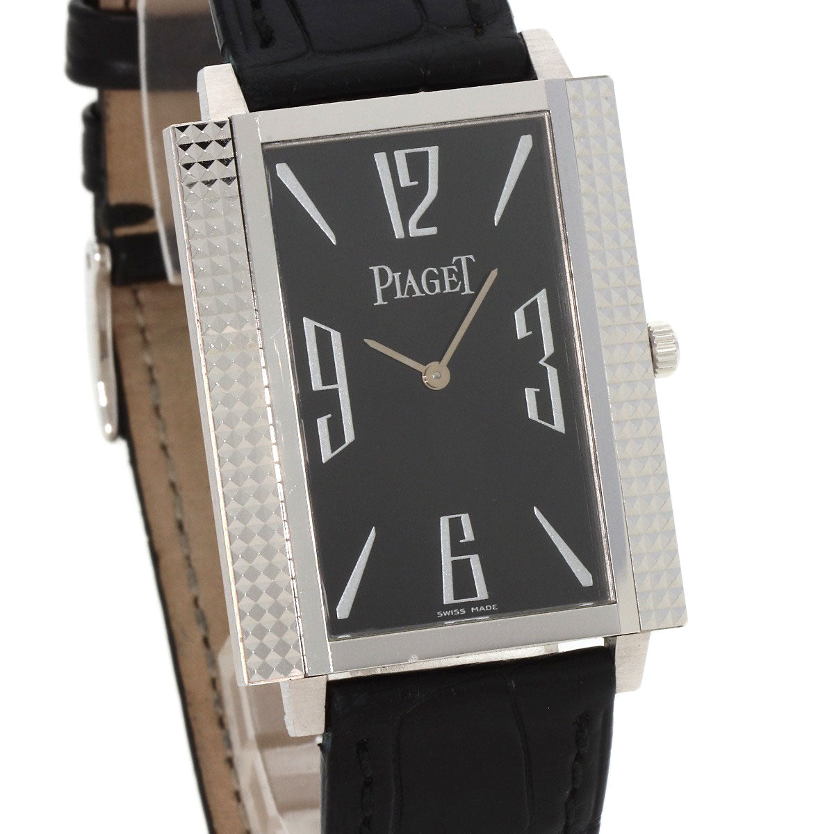 PIAGET Extra Flat Square Watches 90300 K18 White Gold/Leather mens