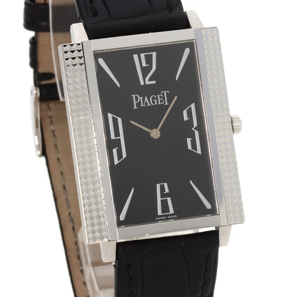 PIAGET Extra Flat Square Watches 90300 K18 White Gold/Leather mens