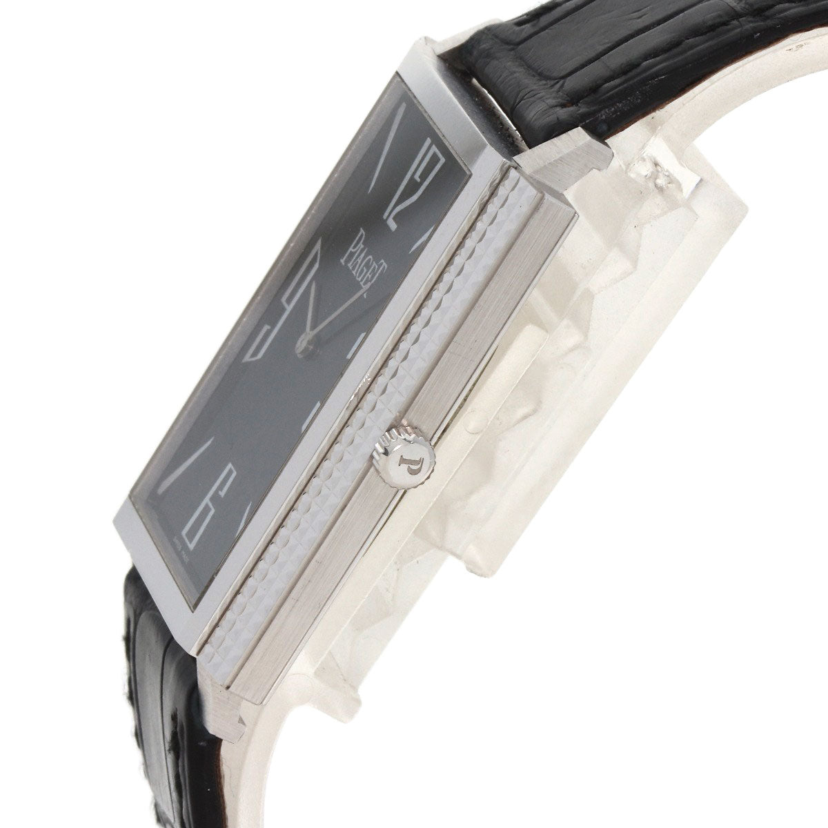 PIAGET Extra Flat Square Watches 90300 K18 White Gold/Leather mens