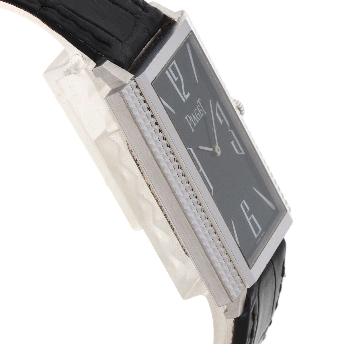 PIAGET Extra Flat Square Watches 90300 K18 White Gold/Leather mens