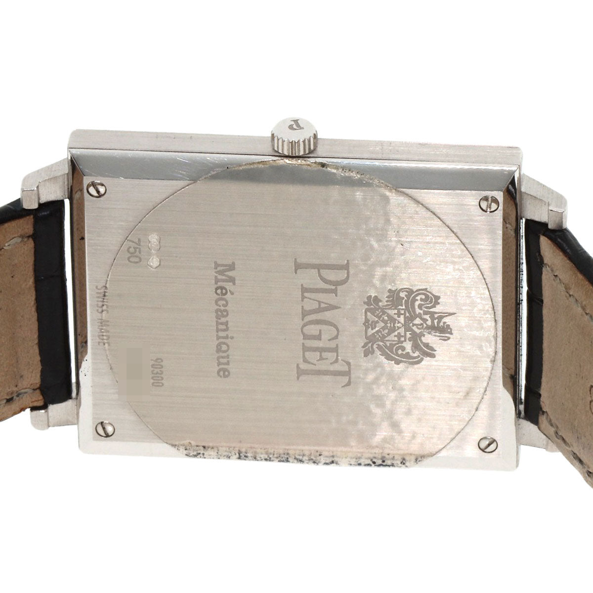 PIAGET Extra Flat Square Watches 90300 K18 White Gold/Leather mens
