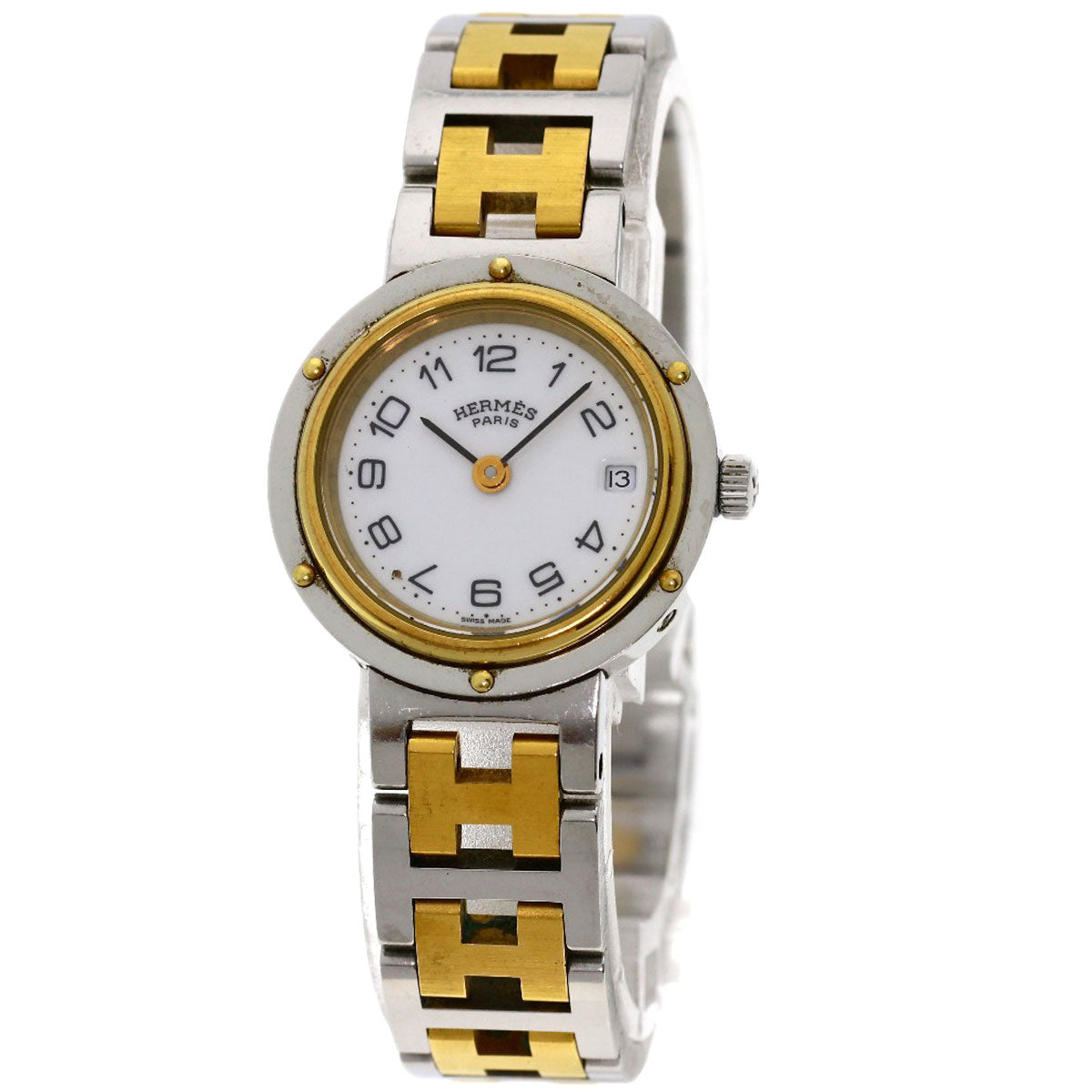 HERMES Clipper Watches Stainless Steel/SSxGP Ladies
