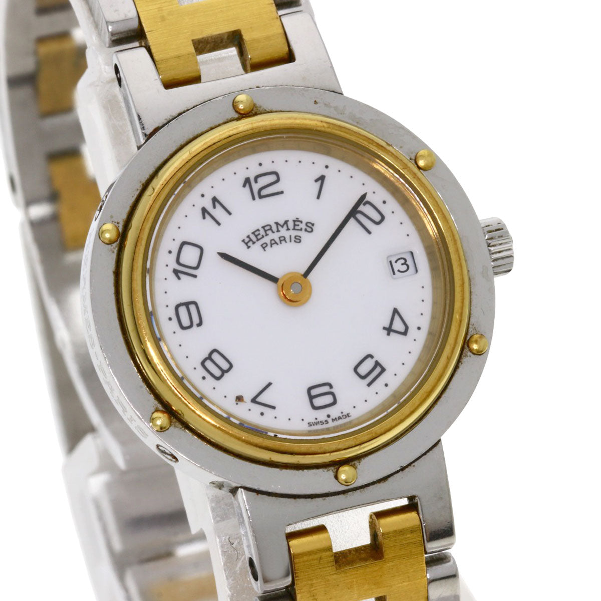 HERMES Clipper Watches Stainless Steel/SSxGP Ladies