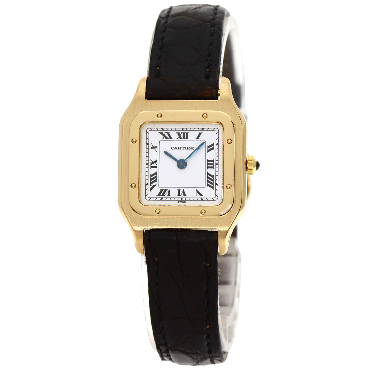CARTIER Santos Dumont SM Watches W1505556 K18 Yellow Gold/Leather Ladies