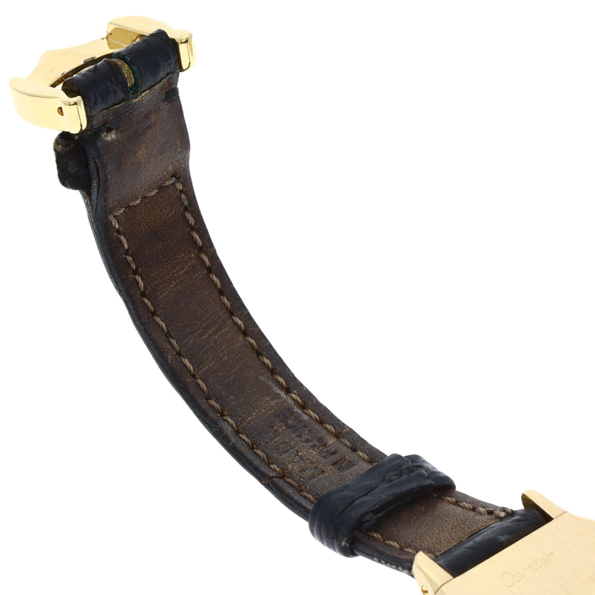 CARTIER Santos Dumont SM Watches W1505556 K18 Yellow Gold/Leather Ladies