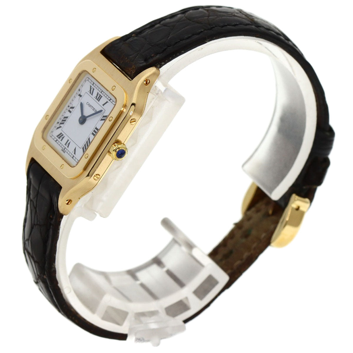 CARTIER Santos Dumont SM Watches W1505556 K18 Yellow Gold/Leather Ladies