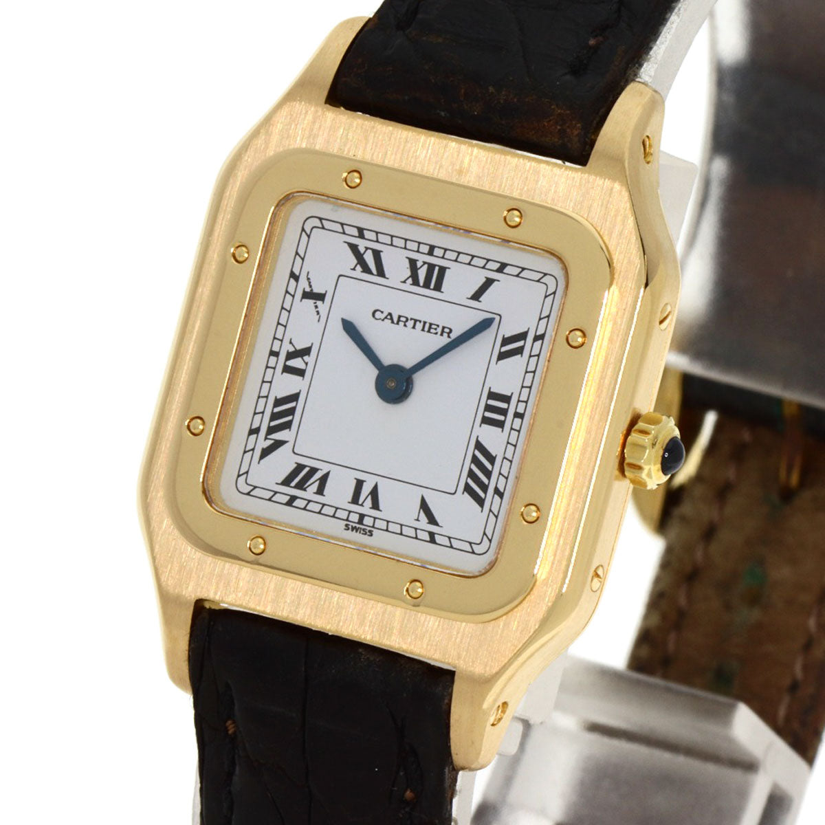 CARTIER Santos Dumont SM Watches W1505556 K18 Yellow Gold/Leather Ladies