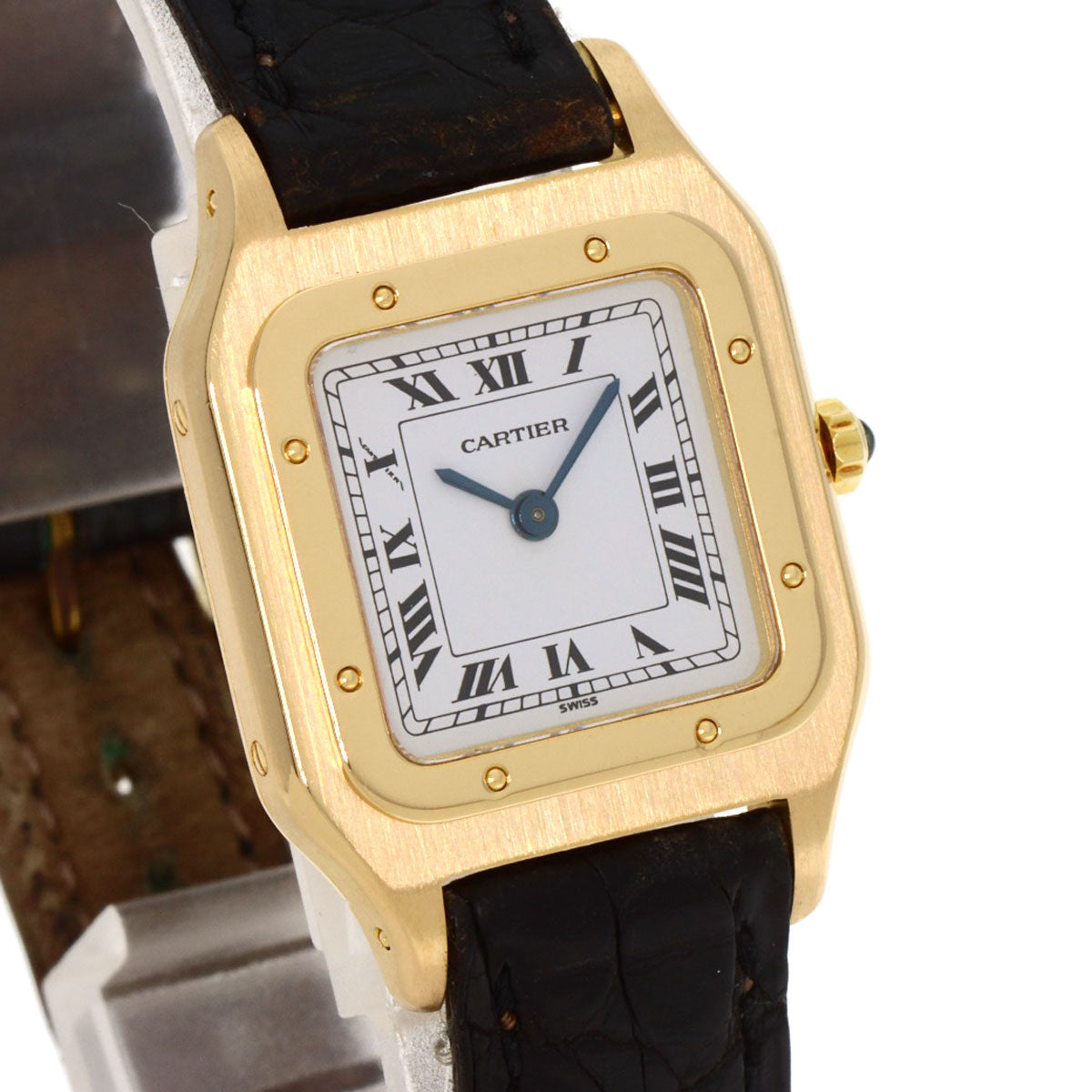 CARTIER Santos Dumont SM Watches W1505556 K18 Yellow Gold/Leather Ladies