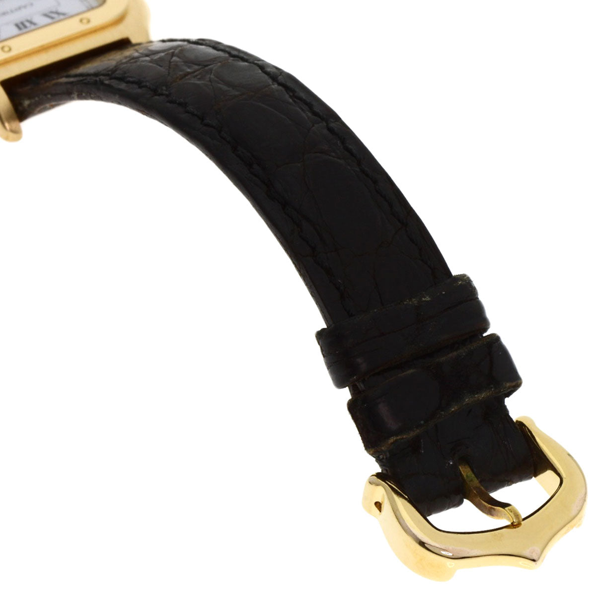 CARTIER Santos Dumont SM Watches W1505556 K18 Yellow Gold/Leather Ladies