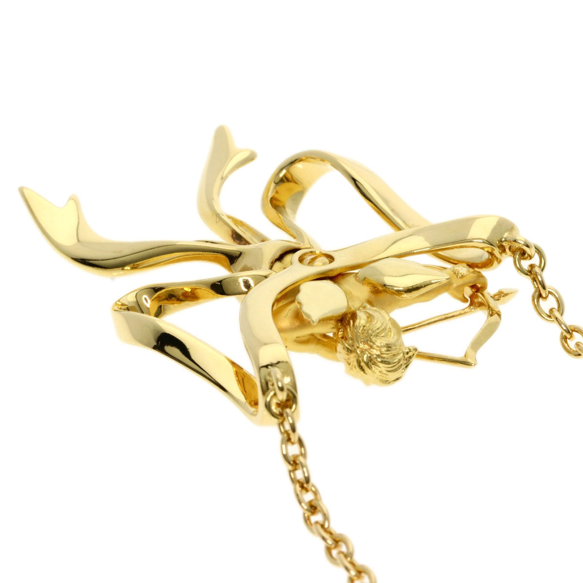 Carrera y Carrera Angel ribbon motif Necklace K18 Yellow Gold Ladies [Used]