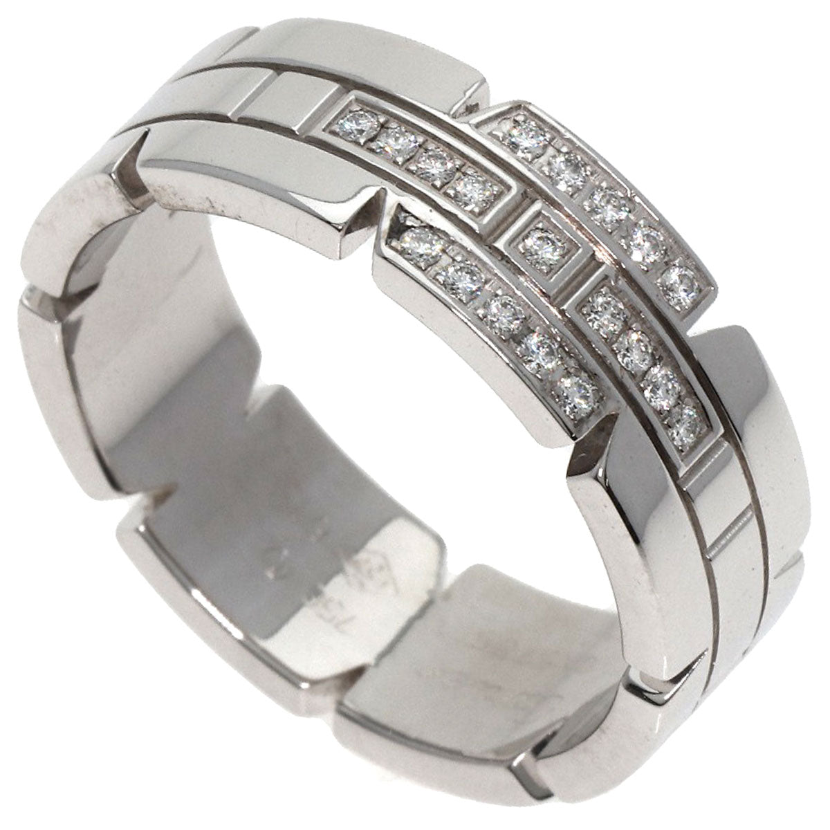 CARTIER   Ring Tank Francaise Diamond #61 K18 White Gold Ladies