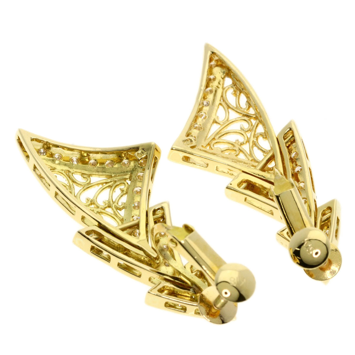 Diamond Earring K18 Yellow Gold 8.2g　Ladies
