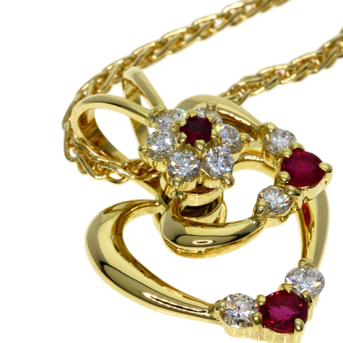 WALTHAM   Necklace Ruby Diamond K18 Yellow Gold Ladies