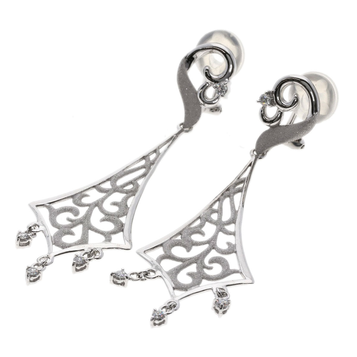 0.13ct tam Tamura Muneyoshi Diamond Earring K18 White Gold 10.2g　Ladies