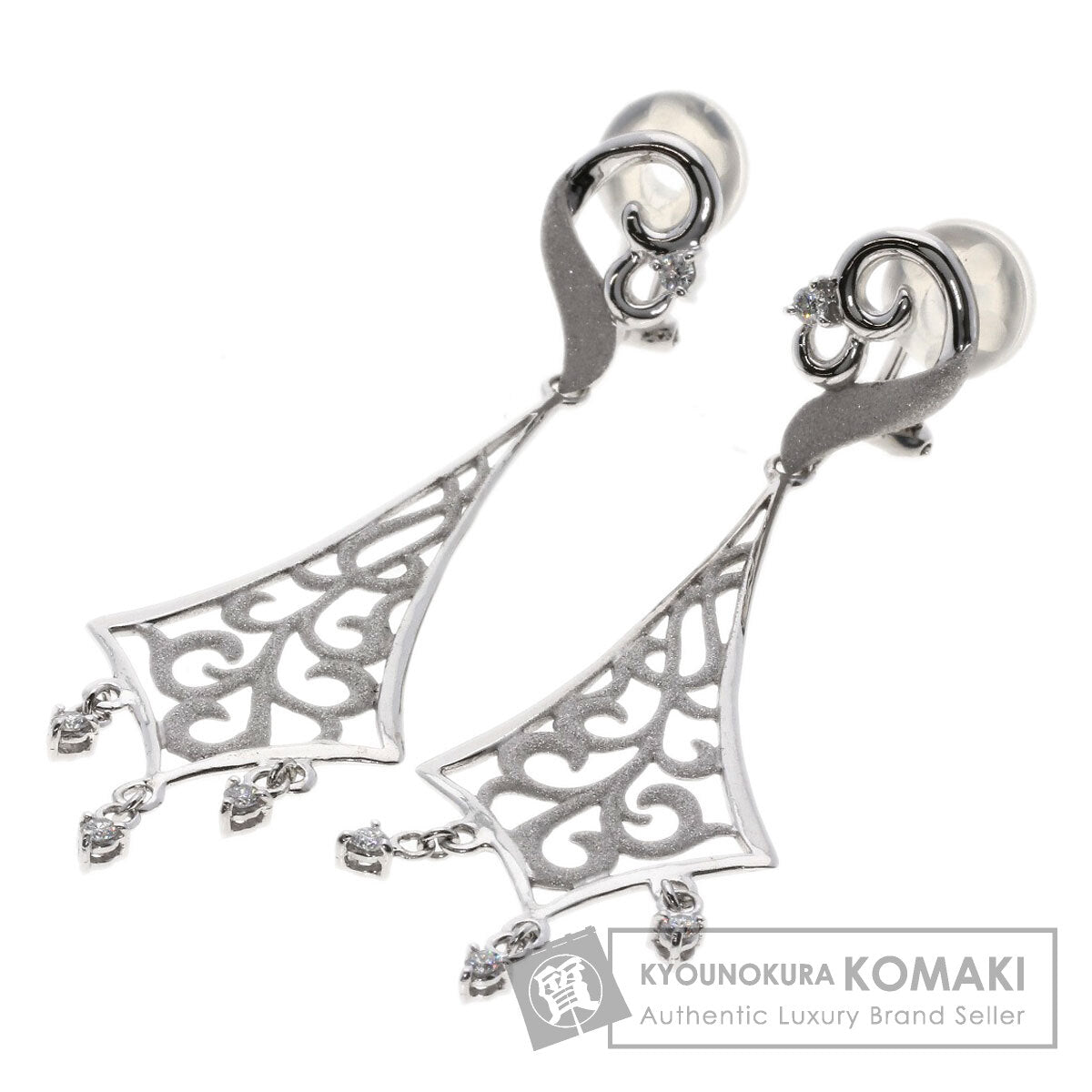 0.13ct tam Tamura Muneyoshi Diamond Earring K18 White Gold 10.2g　Ladies