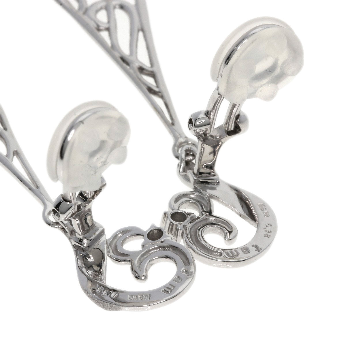 0.13ct tam Tamura Muneyoshi Diamond Earring K18 White Gold 10.2g　Ladies