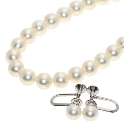 MIKIMOTO Pearl Pearl Earring 2-piece set Necklace K14 White Gold Ladies [Used]