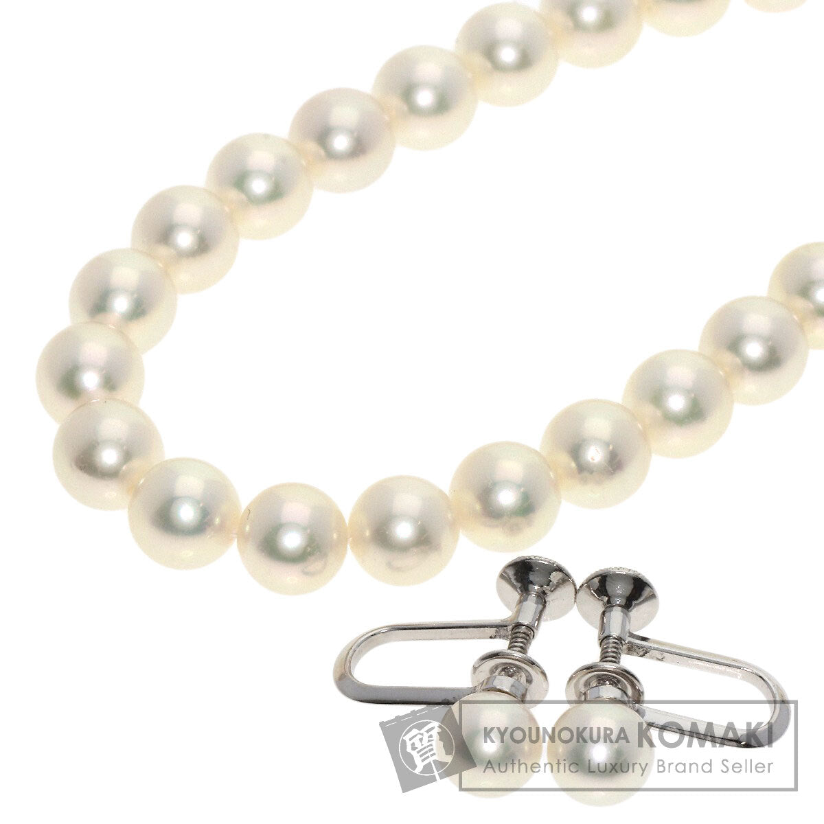MIKIMOTO Pearl Pearl Earring 2-piece set Necklace K14 White Gold Ladies [Used]