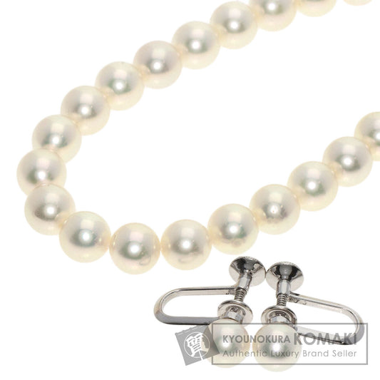 MIKIMOTO Pearl Pearl Earring 2-piece set Necklace K14 White Gold Ladies [Used]