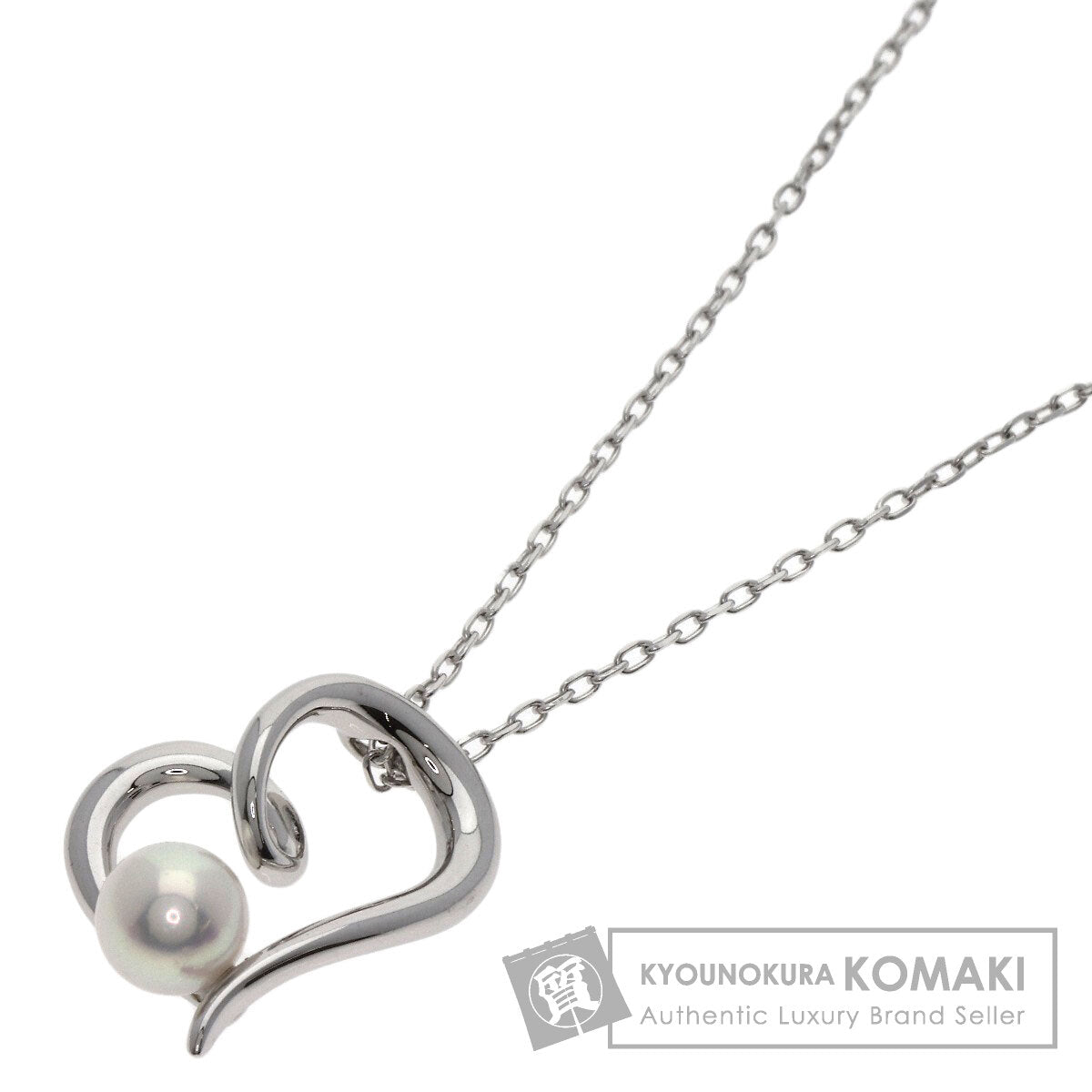 MIKIMOTO   Necklace Pearl Pearl heart motif K18 White Gold Ladies