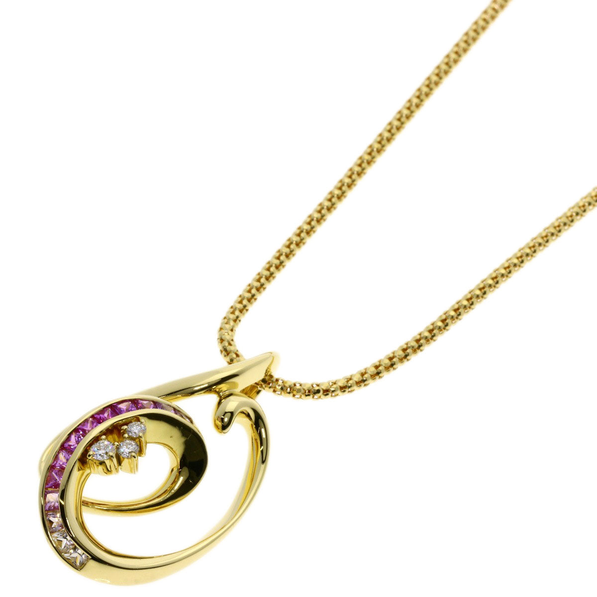 Jeunet   Pink Sapphire Diamond Necklace  K18 Yellow Gold Ladies [Used]