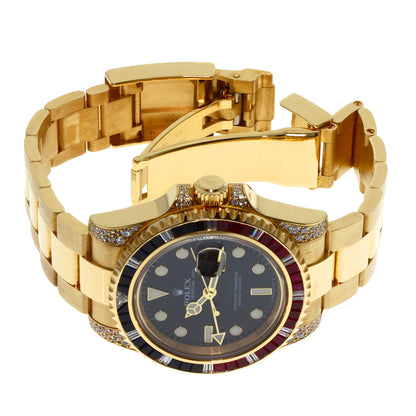 ROLEX GMT Master 2 Baguette Diamond Ruby Sapphire Watches 116758SARU K18 Yellow Gold/18K Yellow Gold mens