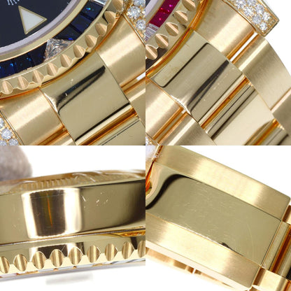 ROLEX GMT Master 2 Baguette Diamond Ruby Sapphire Watches 116758SARU K18 Yellow Gold/18K Yellow Gold mens