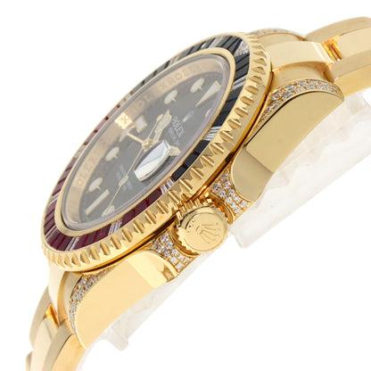 ROLEX GMT Master 2 Baguette Diamond Ruby Sapphire Watches 116758SARU K18 Yellow Gold/18K Yellow Gold mens