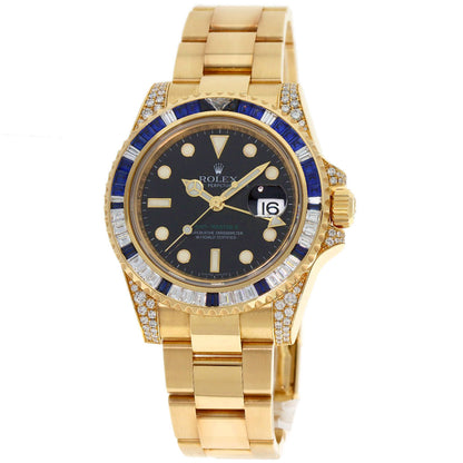 ROLEX GMT Master II Baguette Diamond Sapphire Watches 116758SA K18 Yellow Gold/18K Yellow Gold mens
