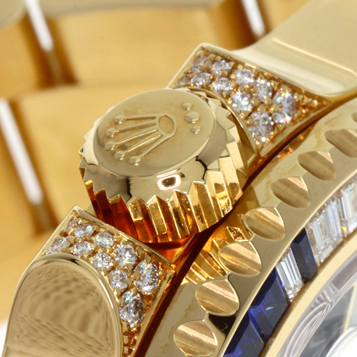 ROLEX GMT Master II Baguette Diamond Sapphire Watches 116758SA K18 Yellow Gold/18K Yellow Gold mens