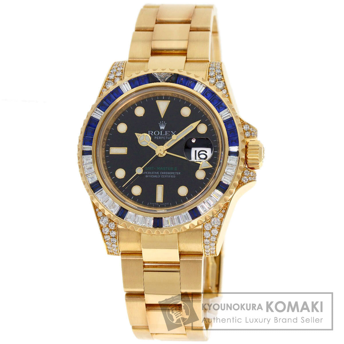 ROLEX GMT Master II Baguette Diamond Sapphire Watches 116758SA K18 Yellow Gold/18K Yellow Gold mens