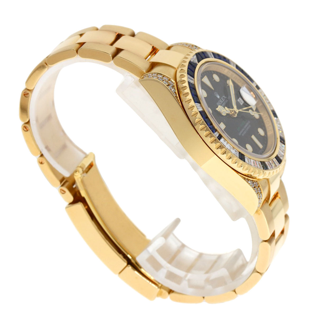 ROLEX GMT Master II Baguette Diamond Sapphire Watches 116758SA K18 Yellow Gold/18K Yellow Gold mens