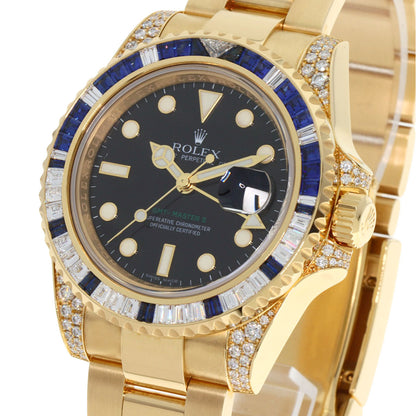 ROLEX GMT Master II Baguette Diamond Sapphire Watches 116758SA K18 Yellow Gold/18K Yellow Gold mens