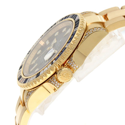 ROLEX GMT Master II Baguette Diamond Sapphire Watches 116758SA K18 Yellow Gold/18K Yellow Gold mens