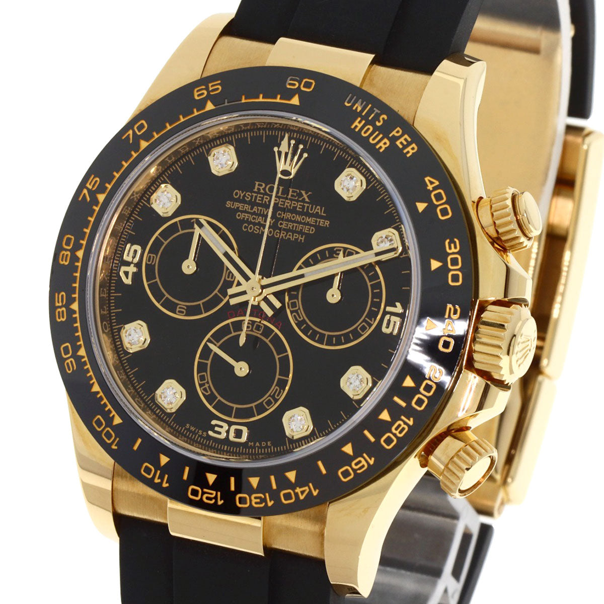 ROLEX Cosmograph Daytona 8P Diamond Watches 116518LNG K18 Yellow Gold/Rubber mens