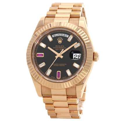 ROLEX Day-Date 2 Diamond 2PRuby Watches 218235BG K18 Pink Gold/18K Pink Gold mens