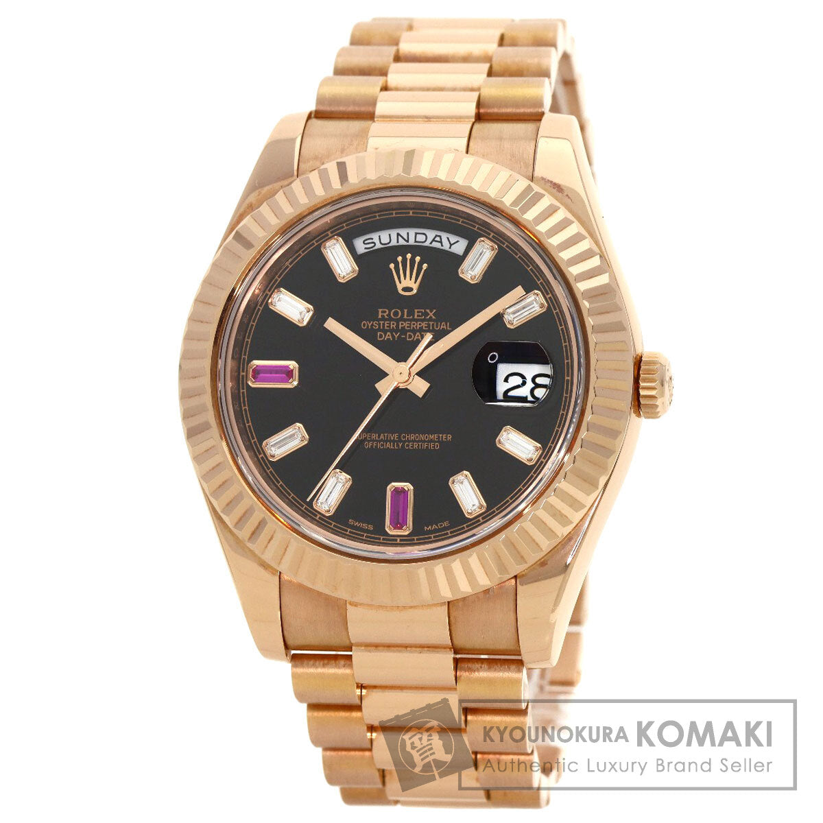 ROLEX Day-Date 2 Diamond 2PRuby Watches 218235BG K18 Pink Gold/18K Pink Gold mens