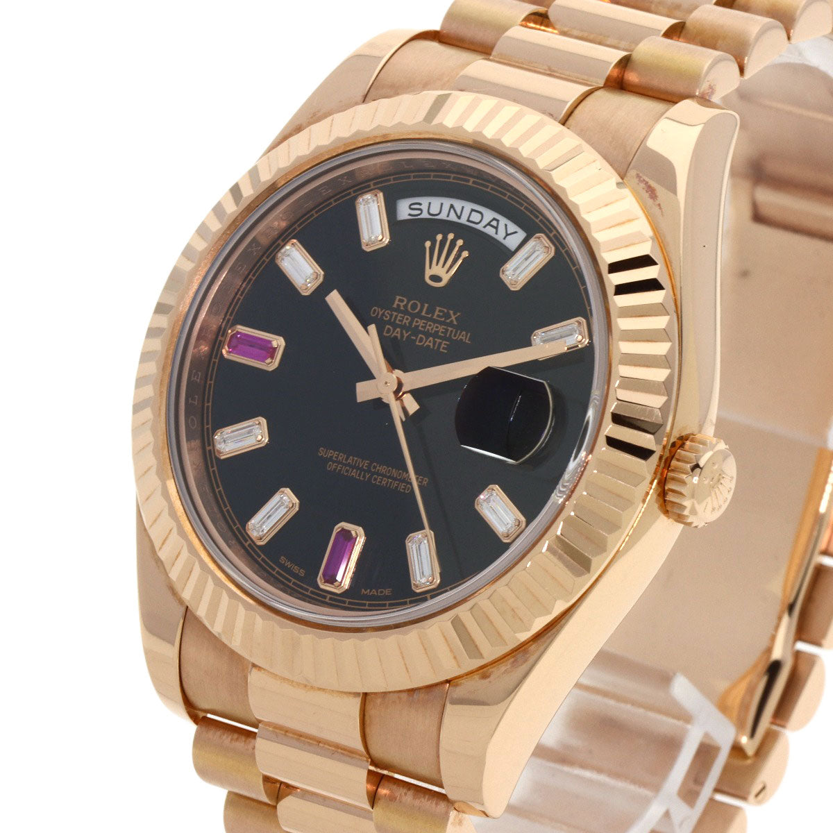 ROLEX Day-Date 2 Diamond 2PRuby Watches 218235BG K18 Pink Gold/18K Pink Gold mens