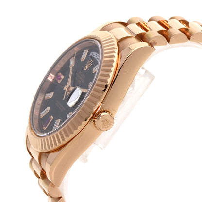 ROLEX Day-Date 2 Diamond 2PRuby Watches 218235BG K18 Pink Gold/18K Pink Gold mens