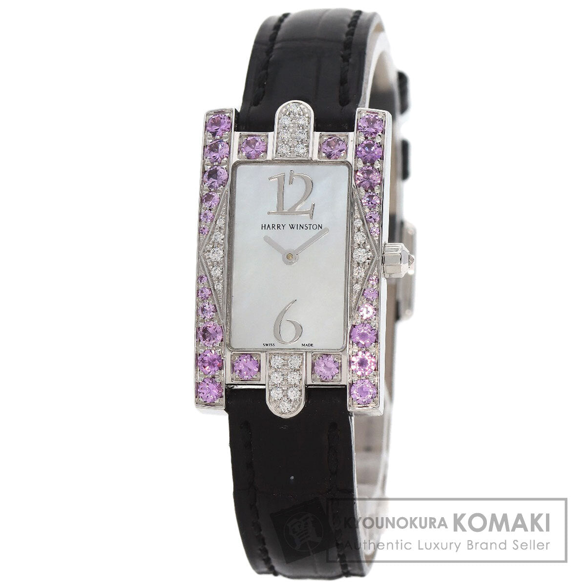 HARRY WINSTON Avenue Pink Sapphire Diamond Watches 310/LQW/L.M2/A14 K18 White Gold/Leather Ladies